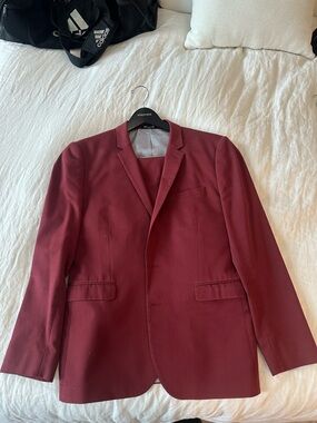 Express Men's Wine Red Single-Breasted Blazer
